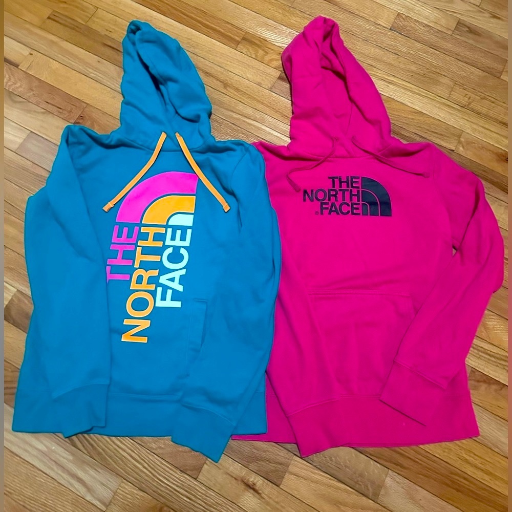The north face women’s hoodie size s/p bundle of 2 pink and teal